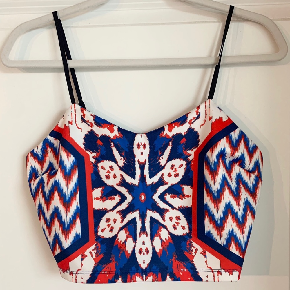 Red, white and blue “Fireworks” crop top - size M